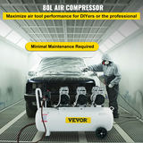 VEVOR bez eļļas gaisa kompresors 80L, 3HP/2200W, kluss
