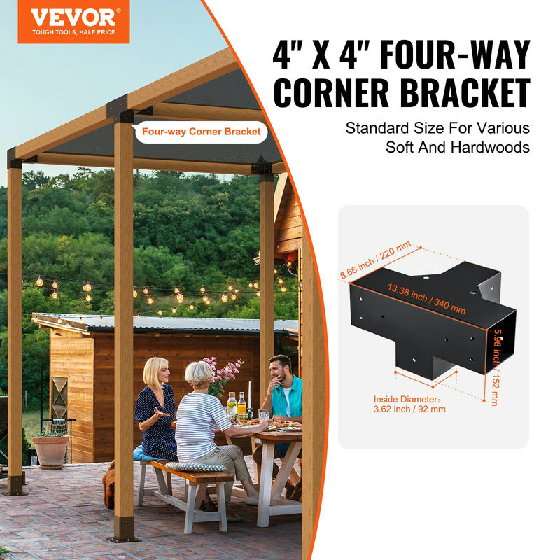 Pergolas kronšteinu komplekts 10,2 cm x 10,2 cm, 2 gab., 4 virzienu, SSE2