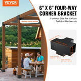 Pergolas stiprinājumu komplekts 6''x6'', 2 gab. četrvirzienu smagiem darbiem