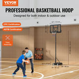 Basketbola grozs ar regulējamu augstumu 4–10 ft un 44 collu bortu