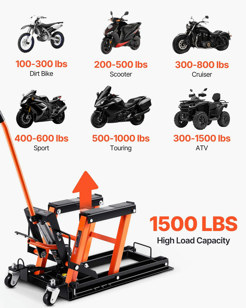 VEVOR motocikla hidrauliskais pacēlājs 680,4 kg ZX0901-7B
