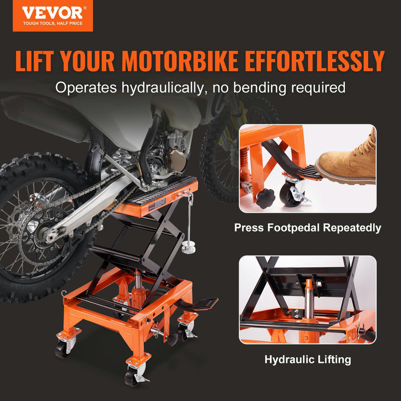 VEVOR hidrauliskais motocikla pacēlāja galds 158,8 kg