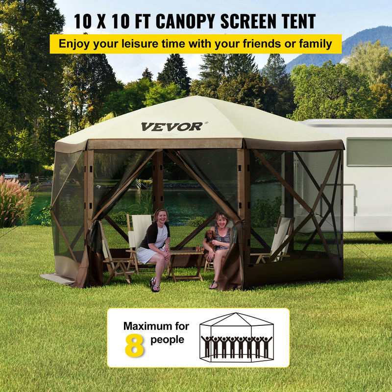 Teltsnojume 10 x 10 ft ar 6 sienām un sietveida logiem, modelis VV-CGT-1010