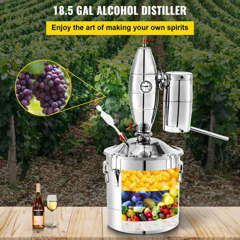VEVOR alkohola destilators 70 L, nerūsējošā tērauda destilācijas komplekts ar termometru
