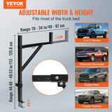 Kravas automobiļa statīvs, 19–34 collu izbīdāms kāpņu statīvs, regulējams augstums 38,6"–43,6", tērauds, 250 lbs