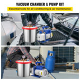 VEVOR 3 CFM 1/4 HP vienpakāpes vakuuma sūknis ar 3 galonu vakuuma kameru