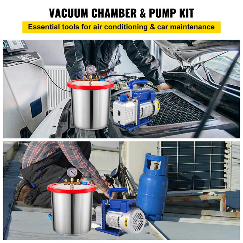 VEVOR 3 CFM 1/4 HP vienpakāpes vakuuma sūknis ar 3 galonu vakuuma kameru