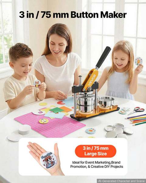 VEVOR pogu spiedes iekārta, 75 mm nozīmīšu preses komplekts