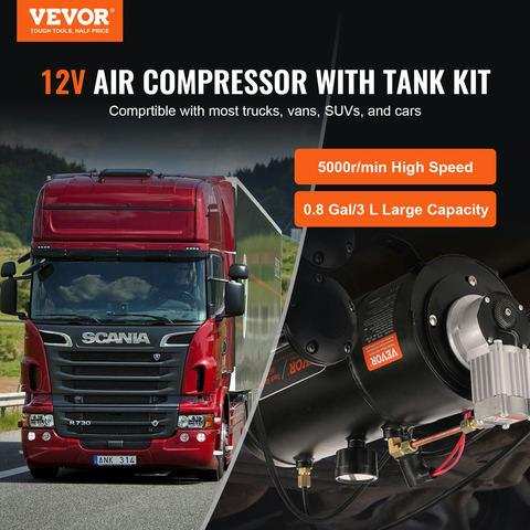 12V gaisa kompresors ar 0,8 gal/3 L tvertni