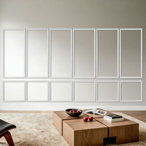 Sienas dekora paneļu komplekts JX60#-L3842, 6 komplekti, balts, 61 x 137 cm un 61 x 61 cm