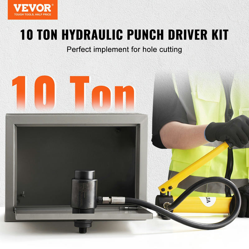VEVOR 10 tonnu hidrauliskais izsišanas caurumu perforators, 1/2"–2"