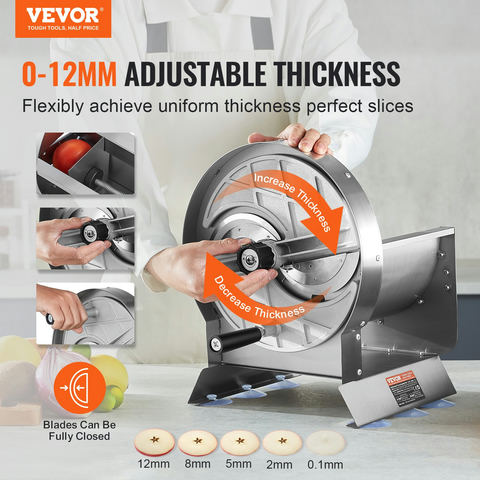 Manuāls dārzeņu un augļu sliceris, regulējams 0–12 mm, nerūsējošā tērauda
