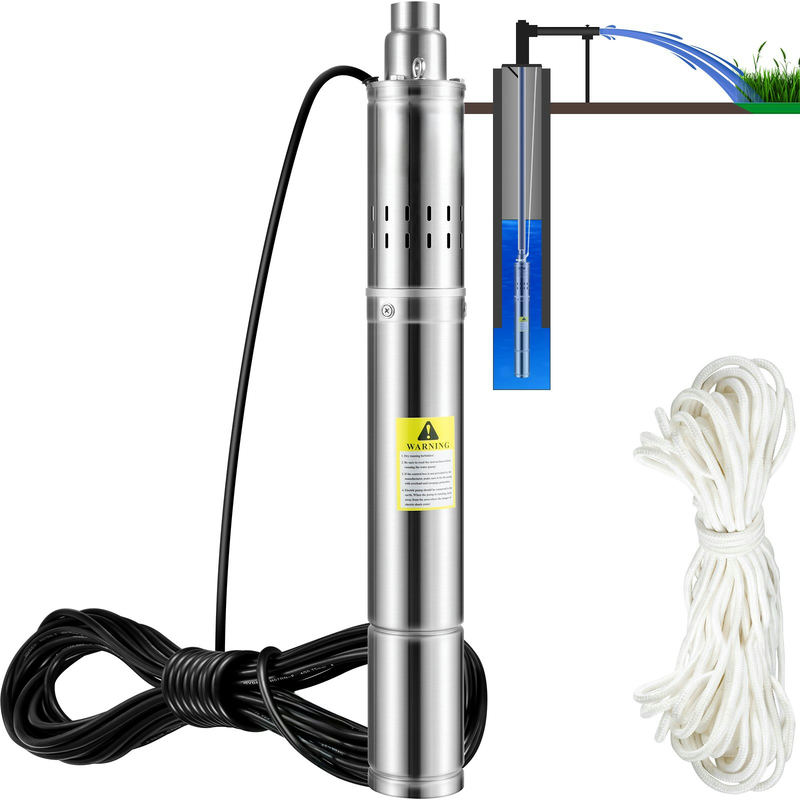 VEVOR dziļurbuma iegremdējamais sūknis 550W, 230V/50Hz, 35 l/min, 108 m