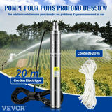 VEVOR dziļurbuma iegremdējamais sūknis 550W, 230V/50Hz, 35 l/min, 108 m