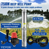 VEVOR dziļurbuma iegremdējamais sūknis 750W, 230V, 105 L/min, 62 m