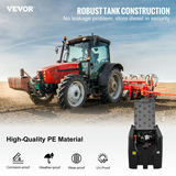 VEVOR pārnēsājama dīzeļdegvielas tvertne 439,1 L, 12V sūknis, 4 m šļūtene, melna
