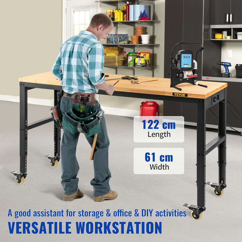 VEVOR regulējams darba galds ar 122 x 61 cm virsmu un 720 kg nestspēju