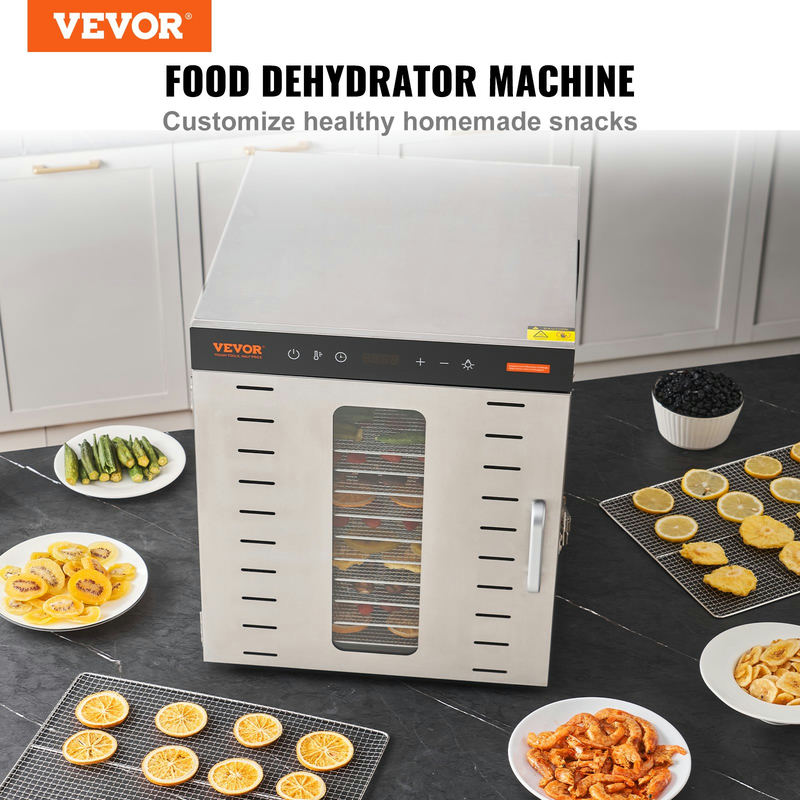 VEVOR 10 paplāšu pārtikas dehidrators no nerūsējošā tērauda, 1000 W, SS-10X