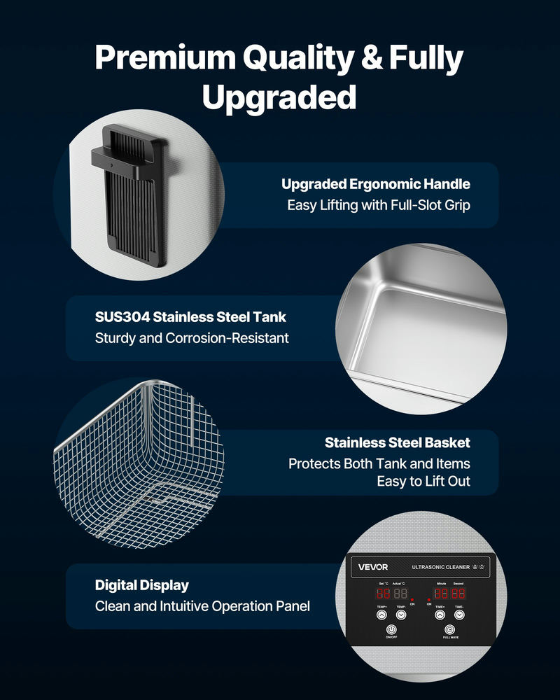 Ultraskaņas tīrītājs 30L ar grozu un digitālo displeju, 480W, nerūsējošais tērauds, 40kHz