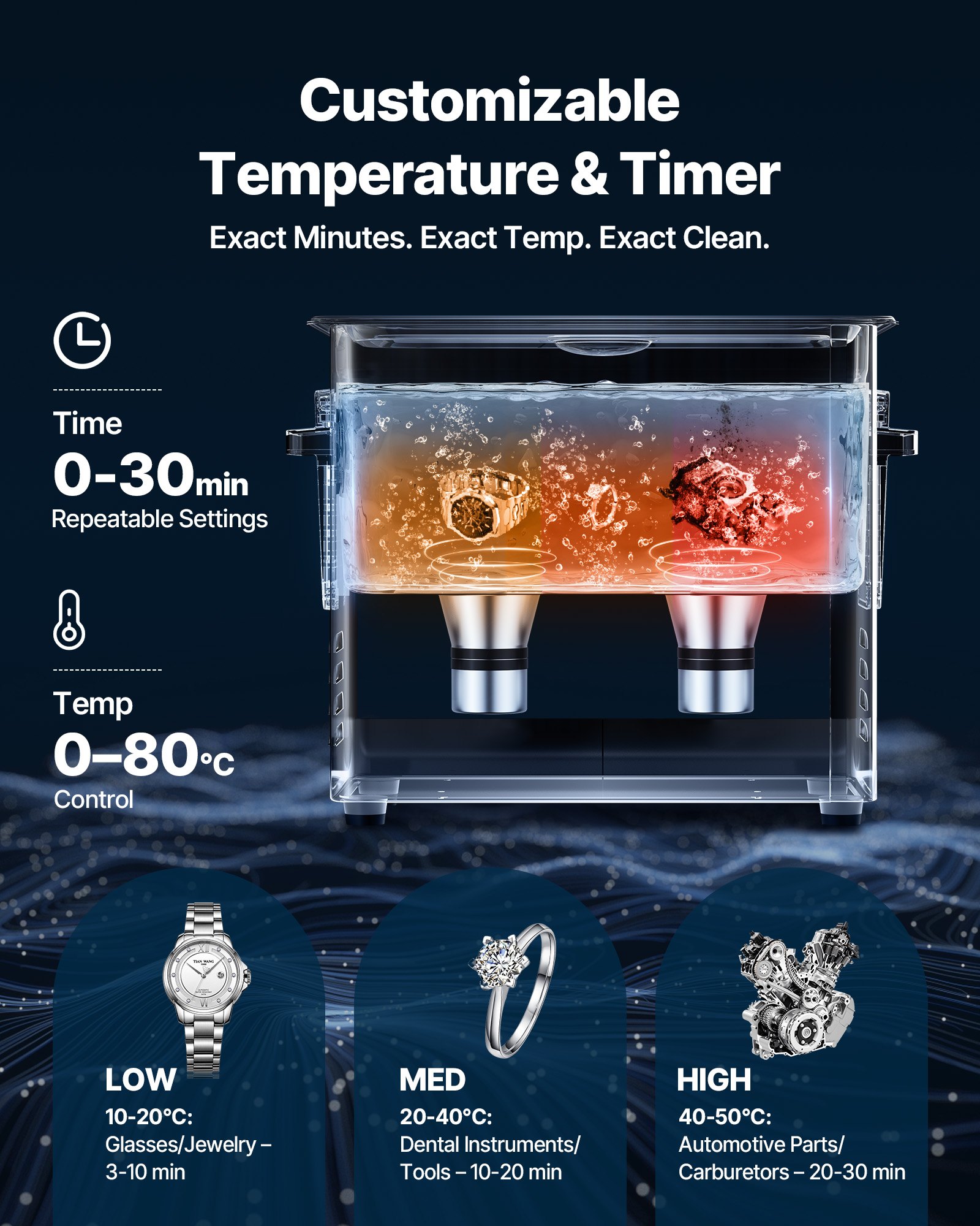 Ultraskaņas tīrītājs 6L ar grozu un digitālo displeju, 120W, 40kHz