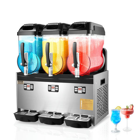 VEVOR komerciāla slushie mašīna ar 3 tvertnēm, 12 L x 3