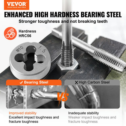 Vītņgriežu un vītņurbju komplekts, 116 daļas, Bearing Steel