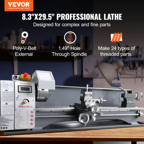 VEVOR metāla virpa WM210V-L, 210 x 750 mm, 750 W, 50–2500 apgr./min