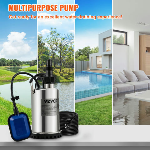 VEVOR iegremdējamais ūdens sūknis 550W, 9500 L/h, nerūsējošais tērauds