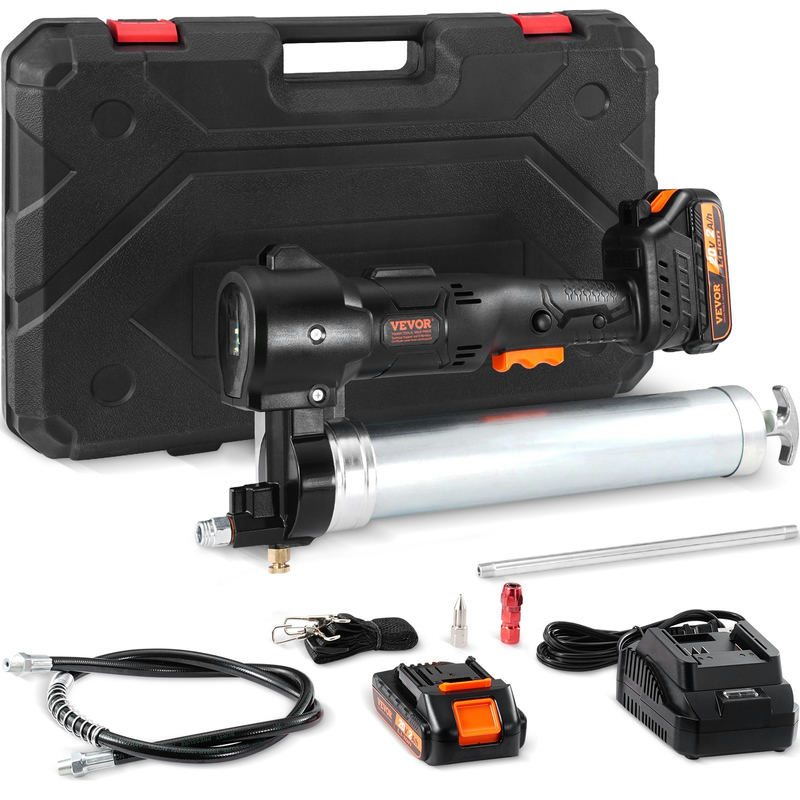 Bezvadu smērvielu pistole, 20 V, 10 000 PSI, 39" šļūtene, komplekts ar somu, akumulatoru un lādētāju