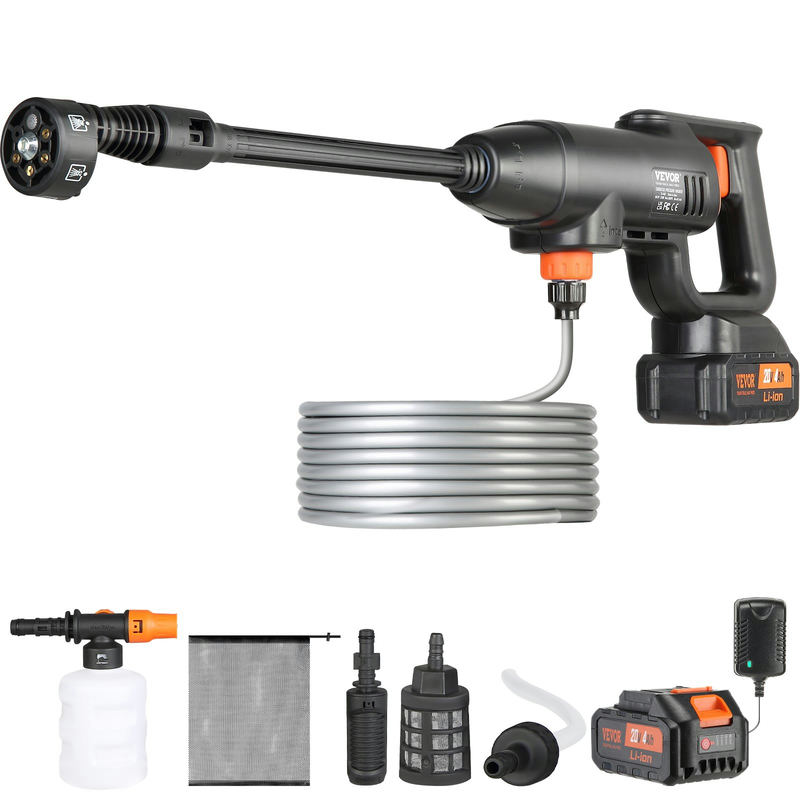 Bezvadu augstspiediena mazgātājs, 580 PSI, 1.1 GPM, rokas tipa, ar 4.0 Ah akumulatoru