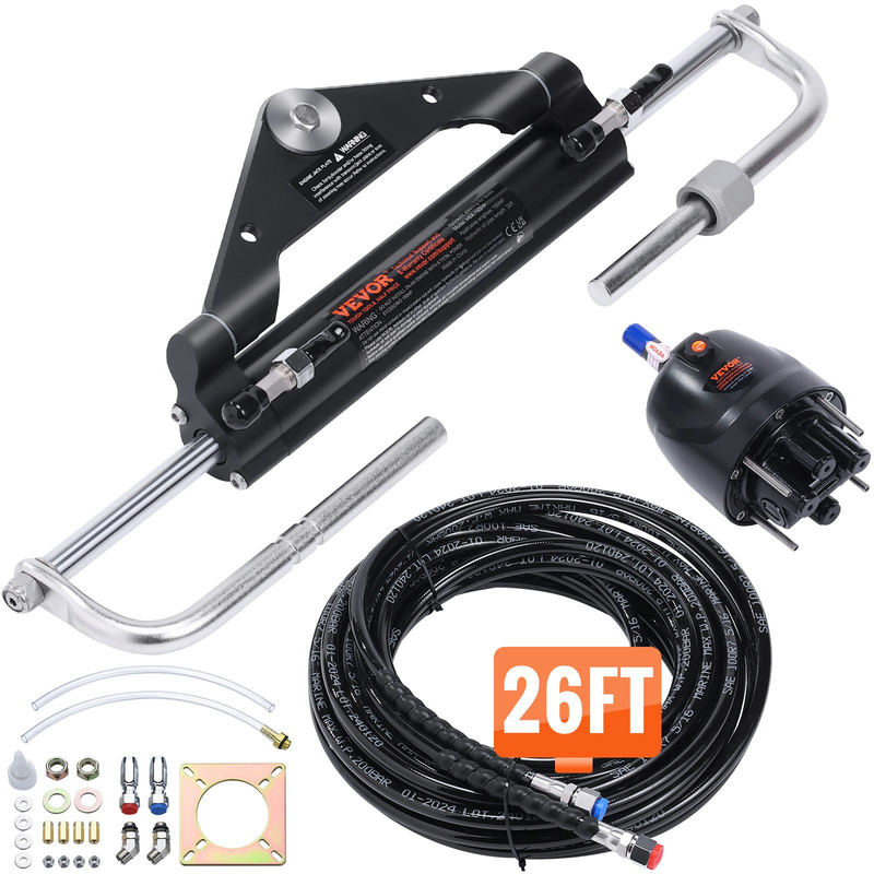 Hidrauliskās stūrēšanas komplekts ārējam motoram, 150 HP, ar 26 pēdu šļūtenēm