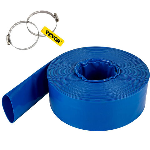 Izplūdes šļūtene, 76 mm x 32 m, PVC salokāmā šļūtene ar skavām, zila