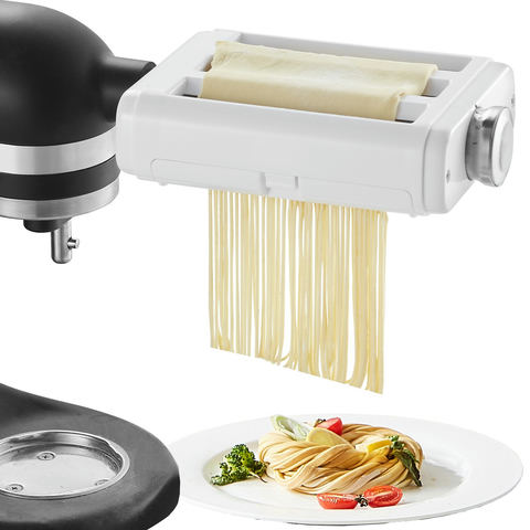 Pasta piederums KitchenAid statīva mikserim, 3-in-1 nerūsējošā tērauda makaronu rullis un griezēju komplekts