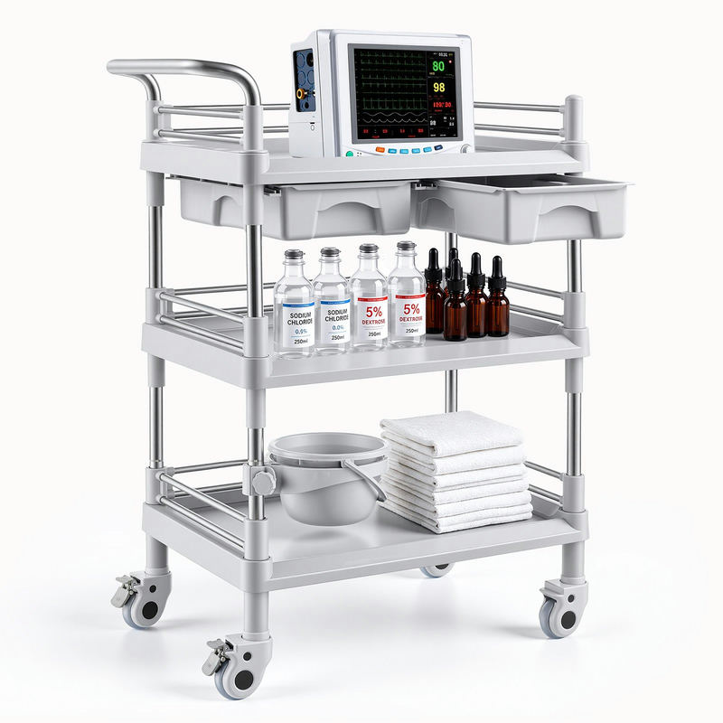 Medicīnas rati K-UT108A, 720 × 445 × 990 mm, ar 2 atvilktnēm
