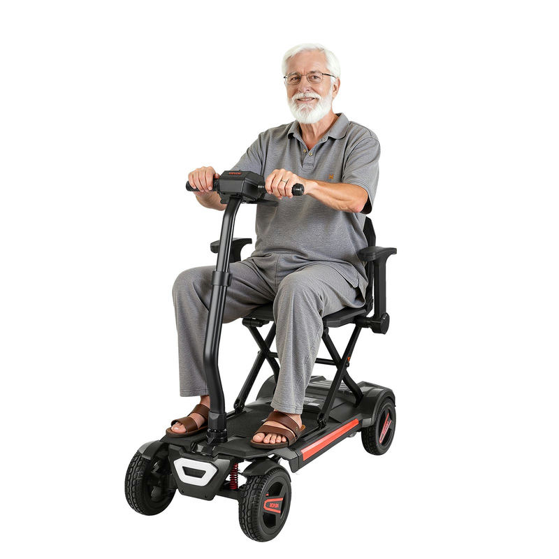 Mobilitātes skrejritenis N3473, salokāms, 4 riteņi, melns