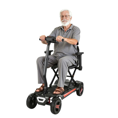Mobilitātes skrejritenis N3473, salokāms, 4 riteņi, melns