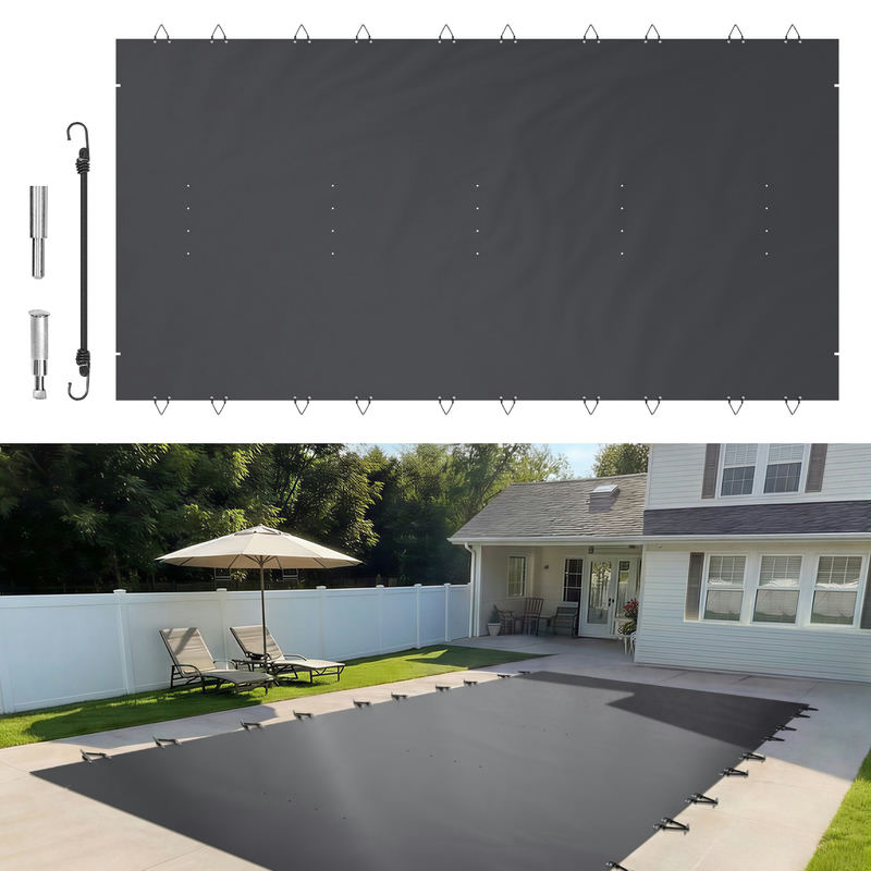 VEVOR drošības pārvalks baseinam 4 x 8 m, PVC, pelēks