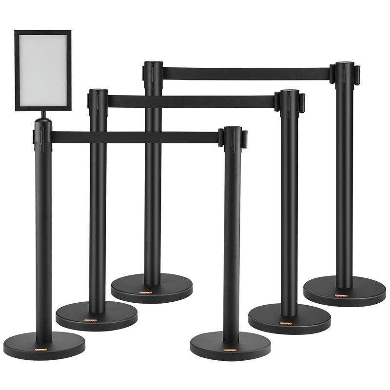 Norobežojuma stabi, 6 gab., ar 3PCS 6.5FT izvelkamu lenti un zīmju turētāju
