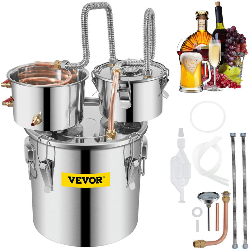 VEVOR 3 gal / 12 L nerūsējošā tērauda destilators ar vara cauruli un sūkni